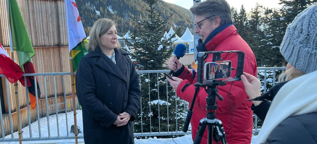 David Walsh interviewing EU commissioner and VP Vera Jourova in Davos.